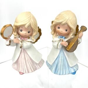 Vintage Homeco Christmas Holiday Musical Instrument Angels 5504 Pair of Two 4.5"